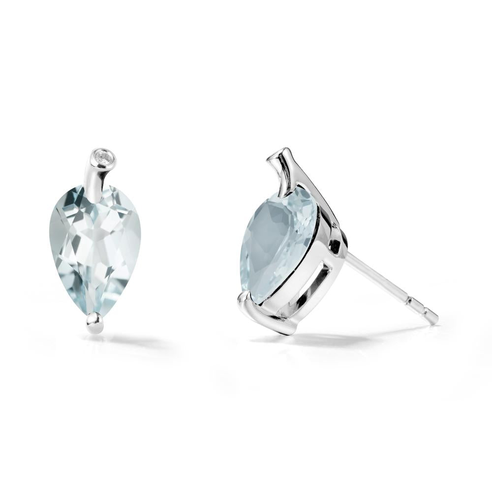 Pear Shaped Aquamarine Leaf Earrings - LUO Jewelry #metal_sterling silver