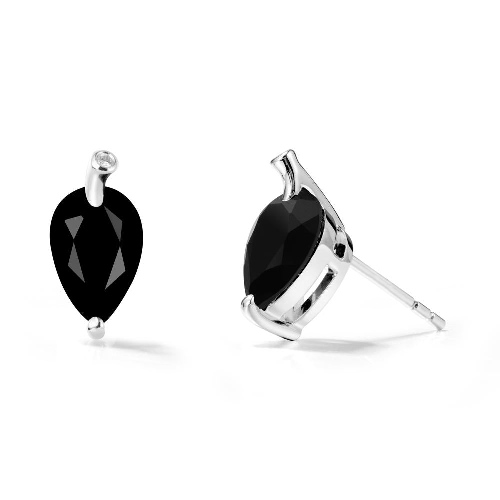 Nature Inspired Teardrop Black Spinel Leaf Earrings - LUO Jewelry #metal_14k white gold