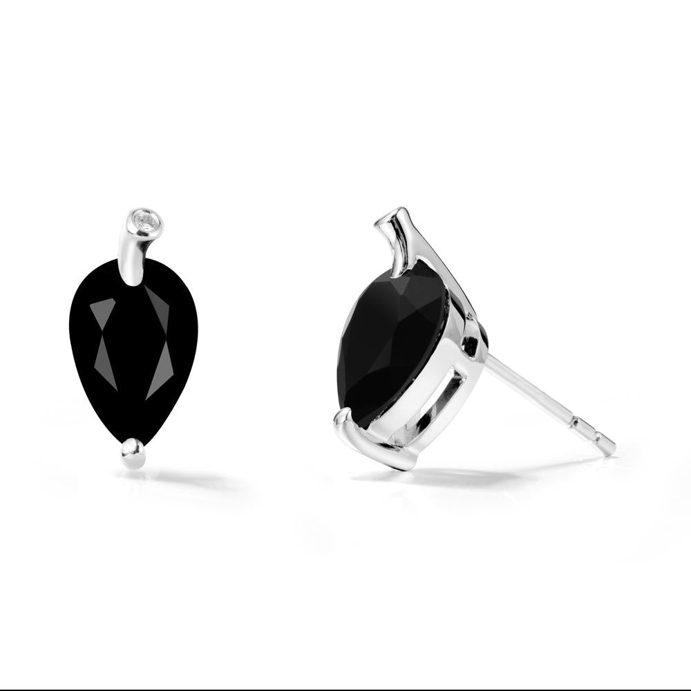 Nature Inspired Teardrop Black Spinel Leaf Earrings - LUO Jewelry #metal_sterling silver