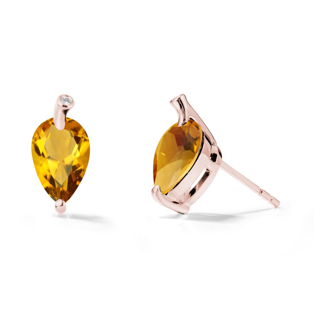 Pear Shaped Citrine Leaf Earrings - LUO Jewelry #metal_18k rose gold