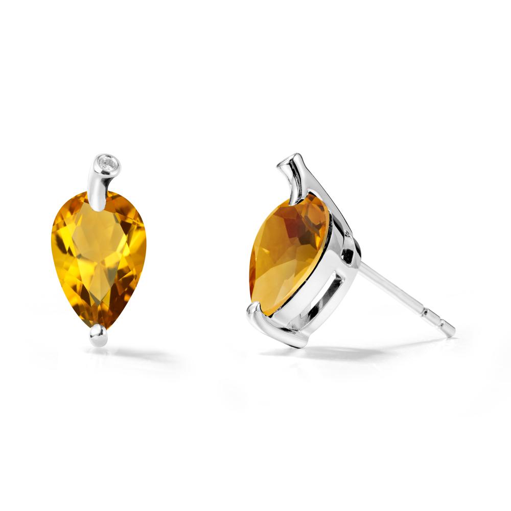 Pear Shaped Citrine Leaf Earrings - LUO Jewelry #metal_sterling silver