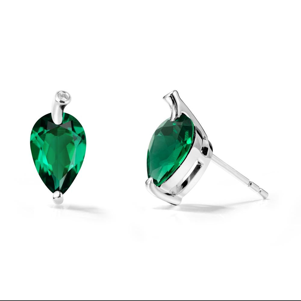 Nature Inspired Teardrop Emerald Leaf Earrings - LUO Jewelry #metal_14k white gold