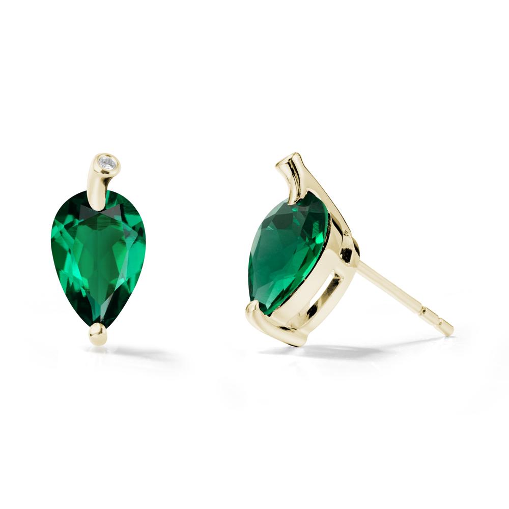 Nature Inspired Teardrop Emerald Leaf Earrings - LUO Jewelry #metal_14k yellow gold