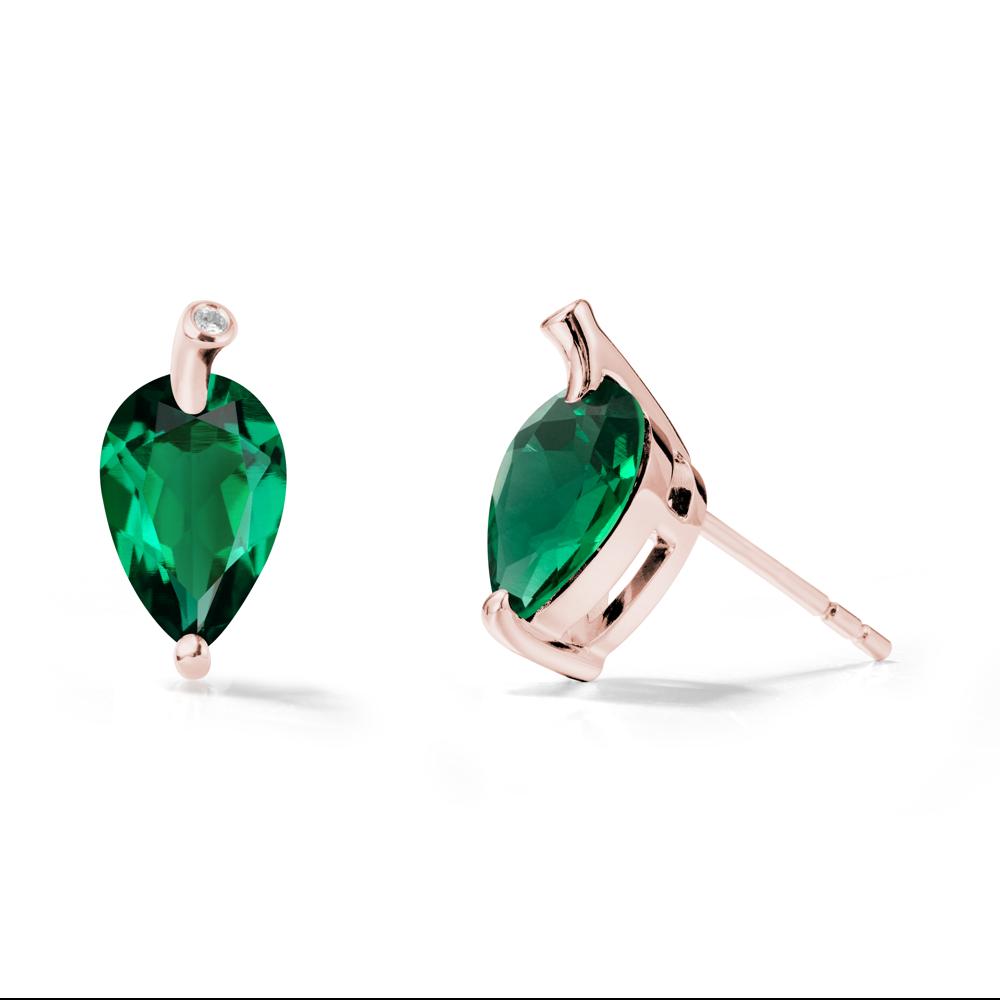 Nature Inspired Teardrop Emerald Leaf Earrings - LUO Jewelry #metal_18k rose gold