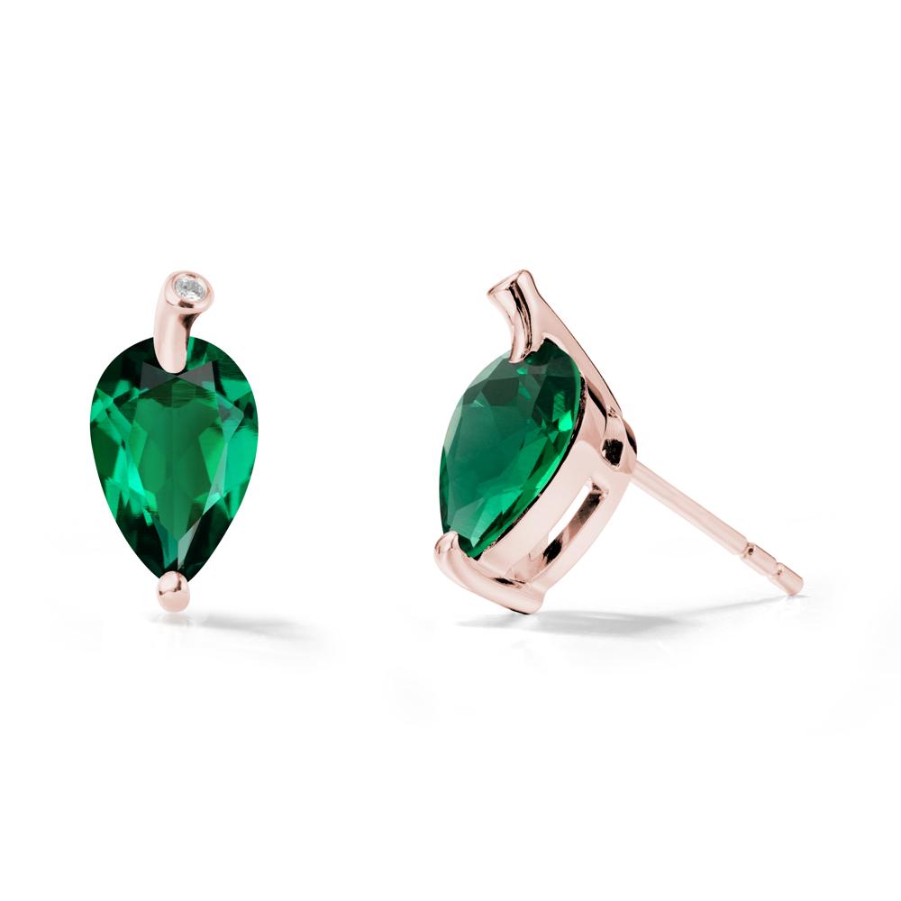 Nature Inspired Teardrop Emerald Leaf Earrings - LUO Jewelry #metal_18k rose gold