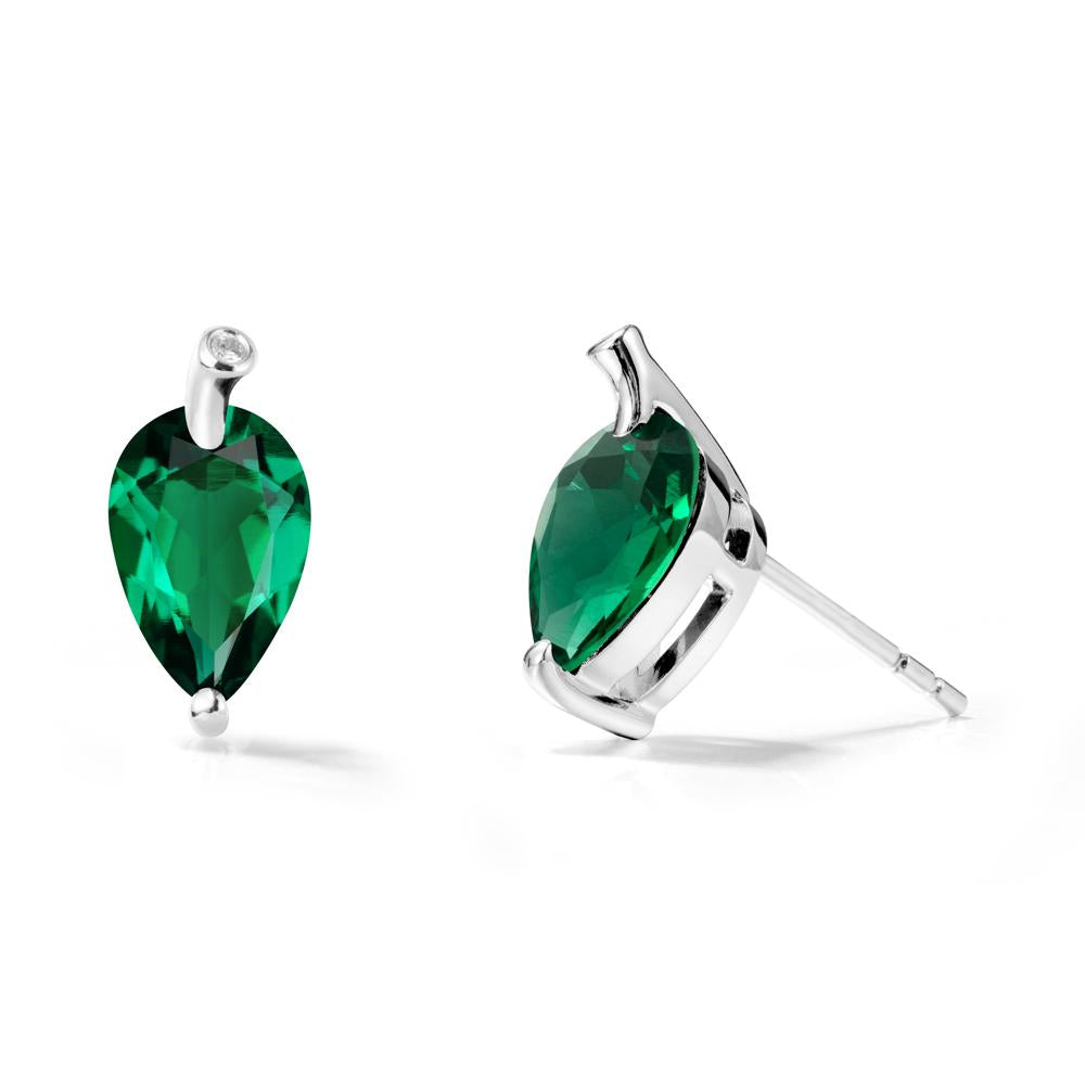 Nature Inspired Teardrop Emerald Leaf Earrings - LUO Jewelry #metal_18k white gold