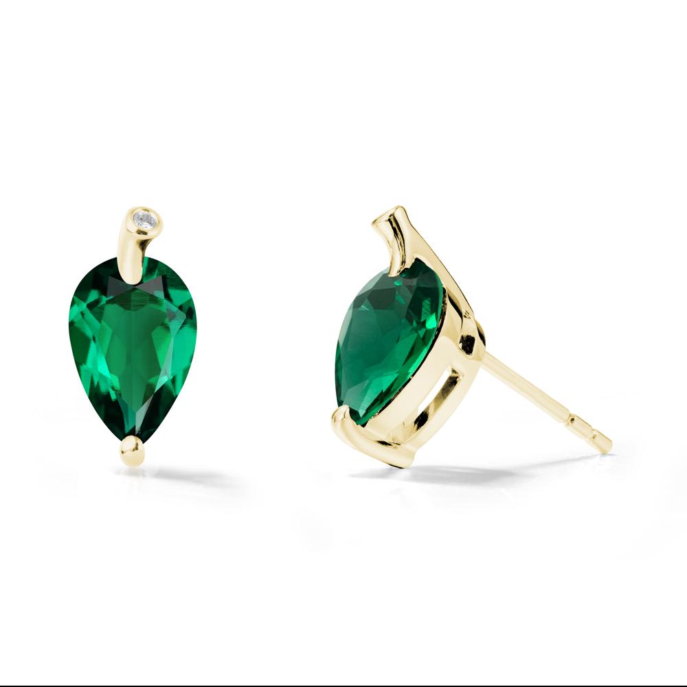 Nature Inspired Teardrop Emerald Leaf Earrings - LUO Jewelry #metal_18k yellow gold