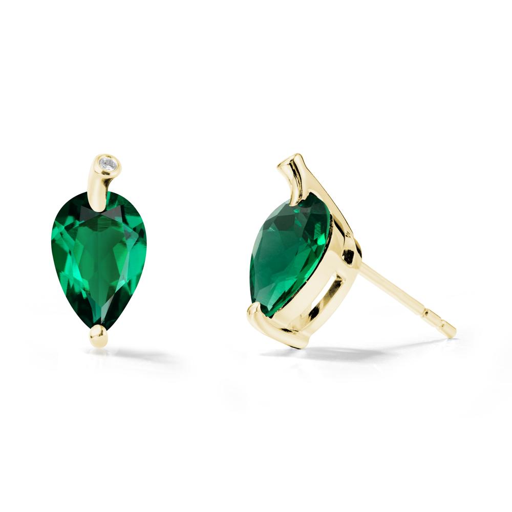 Nature Inspired Teardrop Emerald Leaf Earrings - LUO Jewelry #metal_18k yellow gold