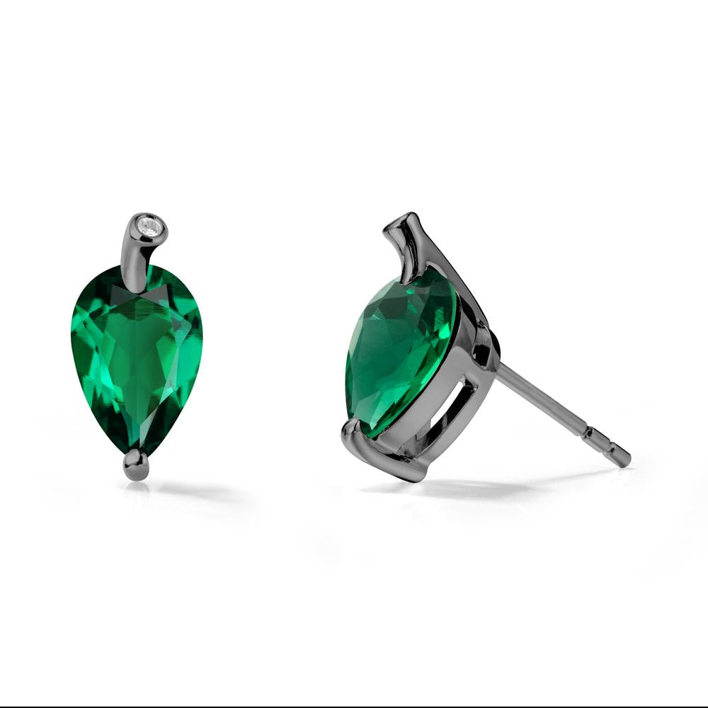 Nature Inspired Teardrop Emerald Leaf Earrings - LUO Jewelry #metal_black finish sterling silver