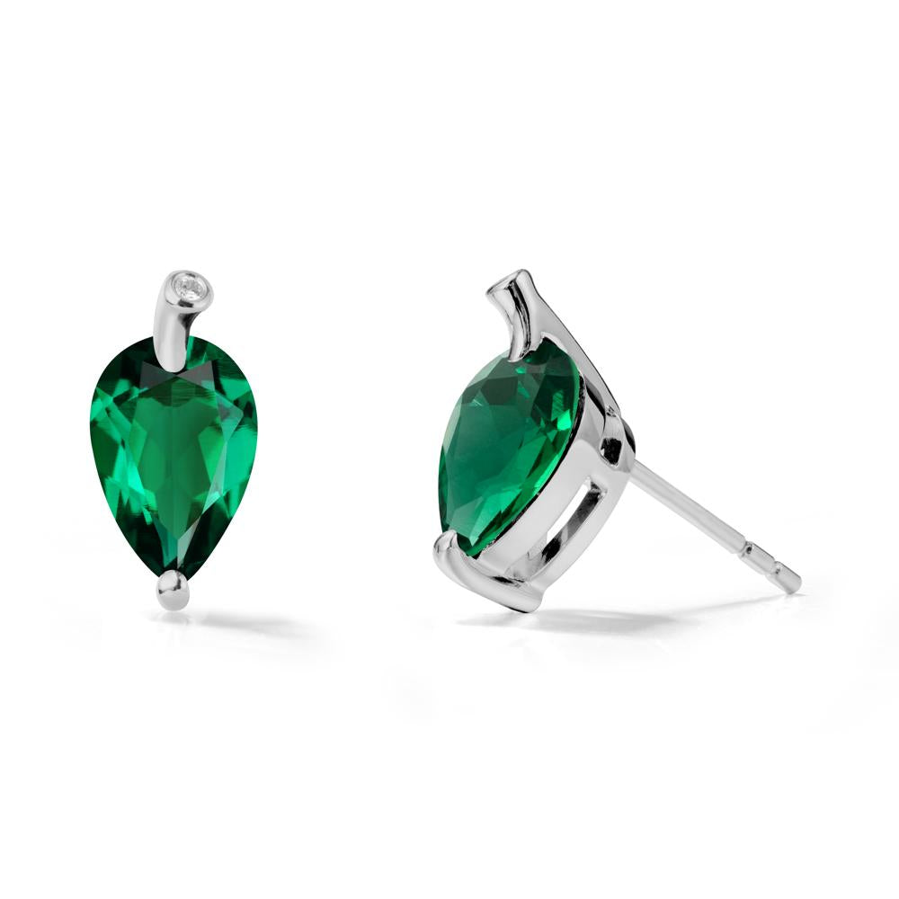 Nature Inspired Teardrop Emerald Leaf Earrings - LUO Jewelry #metal_platinum
