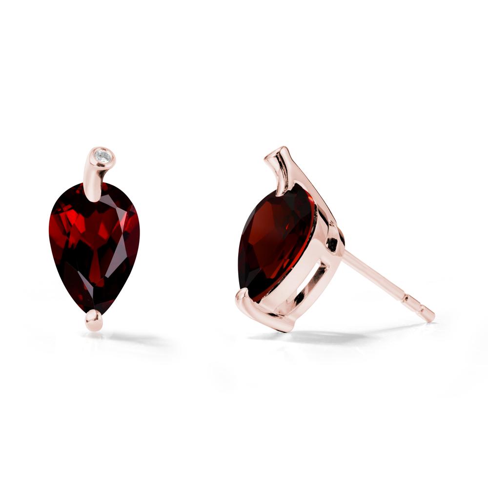 Pear Shaped Garnet Leaf Earrings - LUO Jewelry #metal_18k rose gold