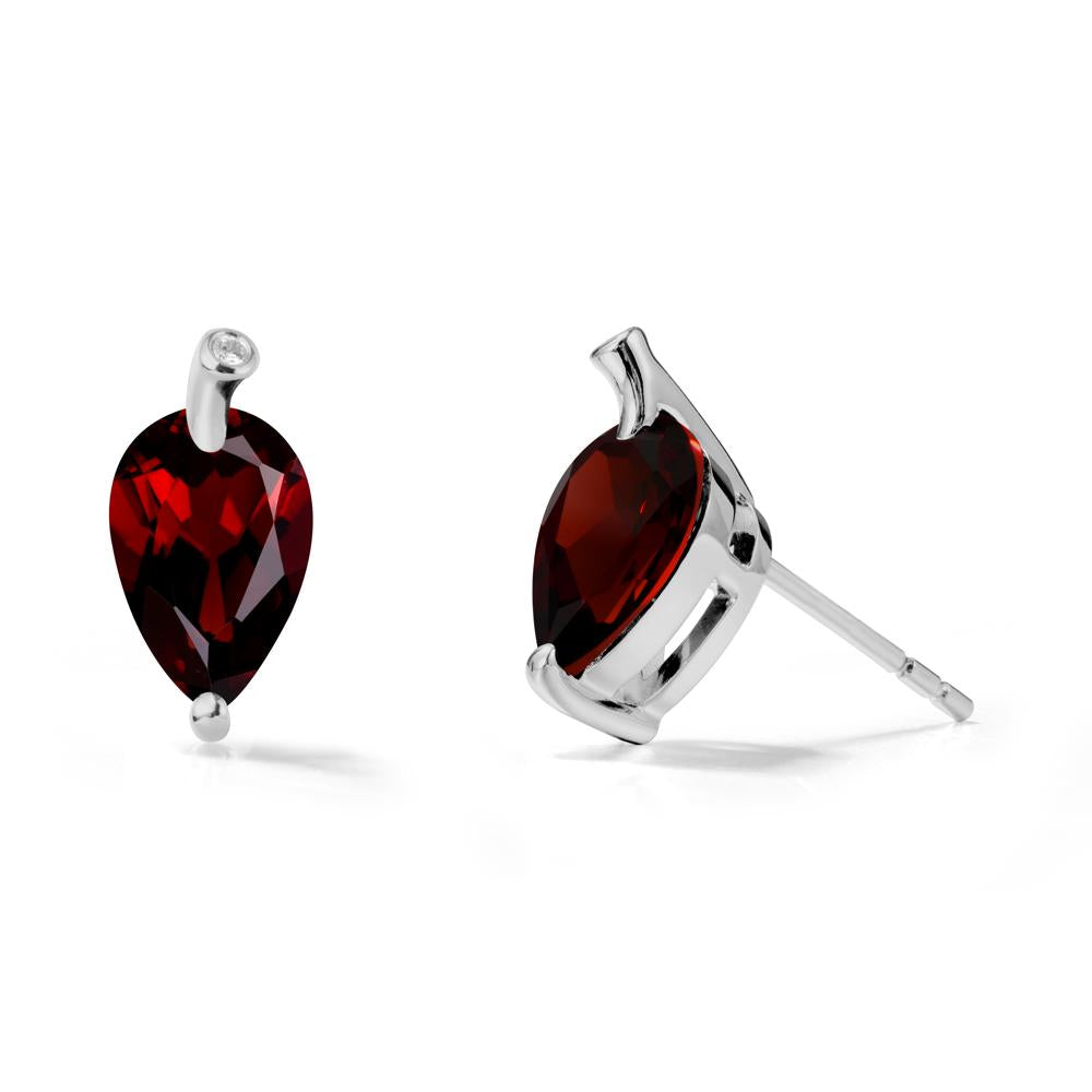Pear Shaped Garnet Leaf Earrings - LUO Jewelry #metal_platinum