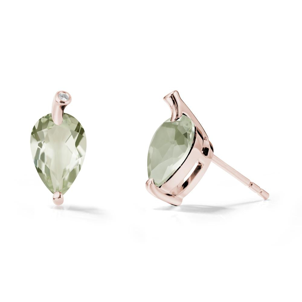 Nature Inspired Teardrop Green Amethyst Leaf Earrings - LUO Jewelry #metal_14k rose gold