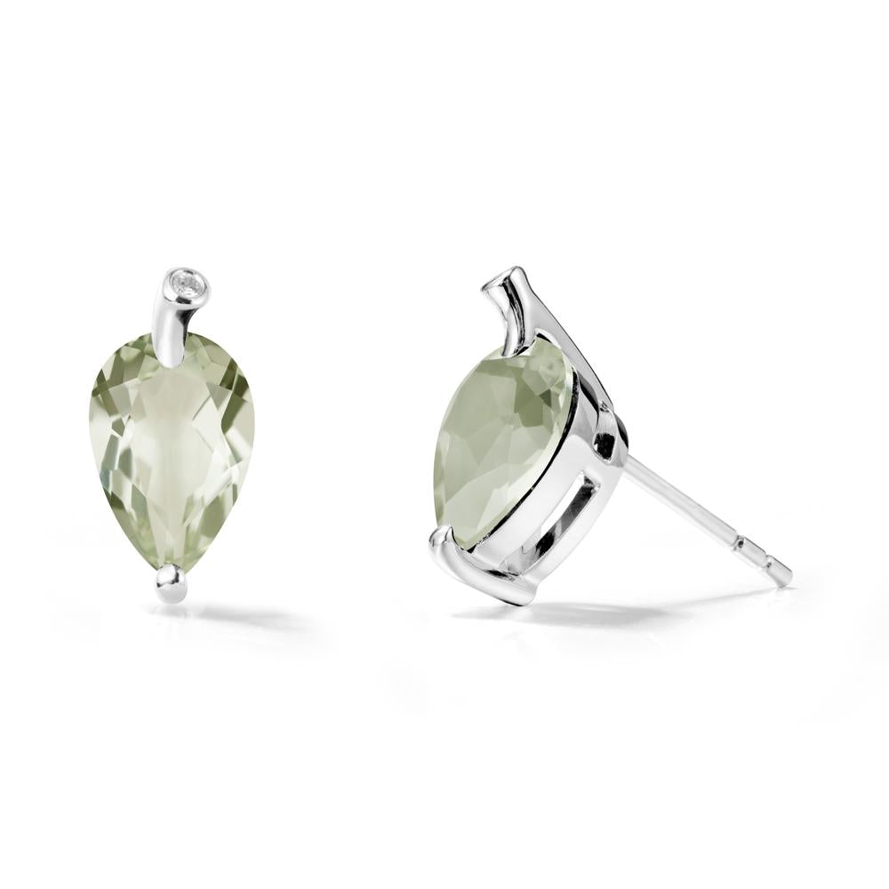 Nature Inspired Teardrop Green Amethyst Leaf Earrings - LUO Jewelry #metal_18k white gold