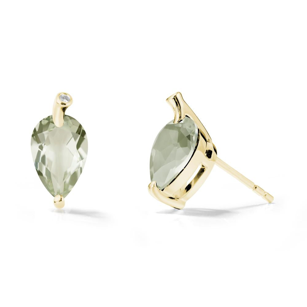 Nature Inspired Teardrop Green Amethyst Leaf Earrings - LUO Jewelry #metal_18k yellow gold