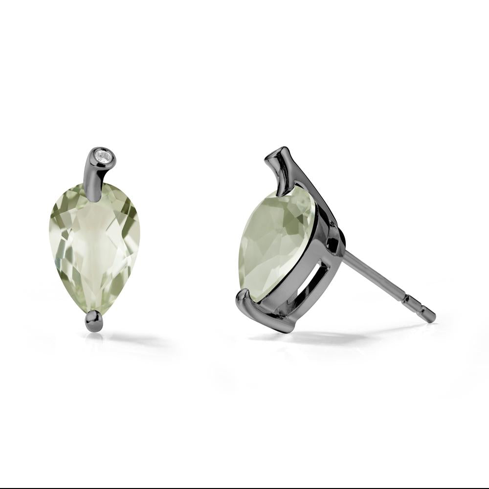 Nature Inspired Teardrop Green Amethyst Leaf Earrings - LUO Jewelry #metal_black finish sterling silver