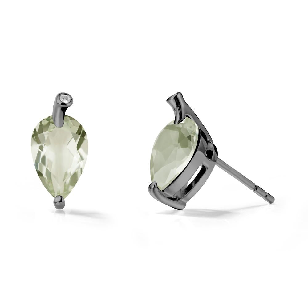 Nature Inspired Teardrop Green Amethyst Leaf Earrings - LUO Jewelry #metal_black finish sterling silver