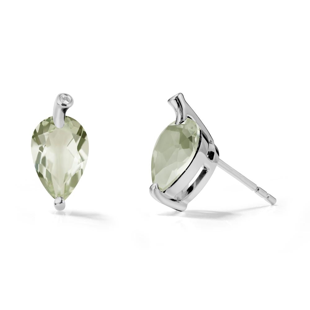 Nature Inspired Teardrop Green Amethyst Leaf Earrings - LUO Jewelry #metal_platinum