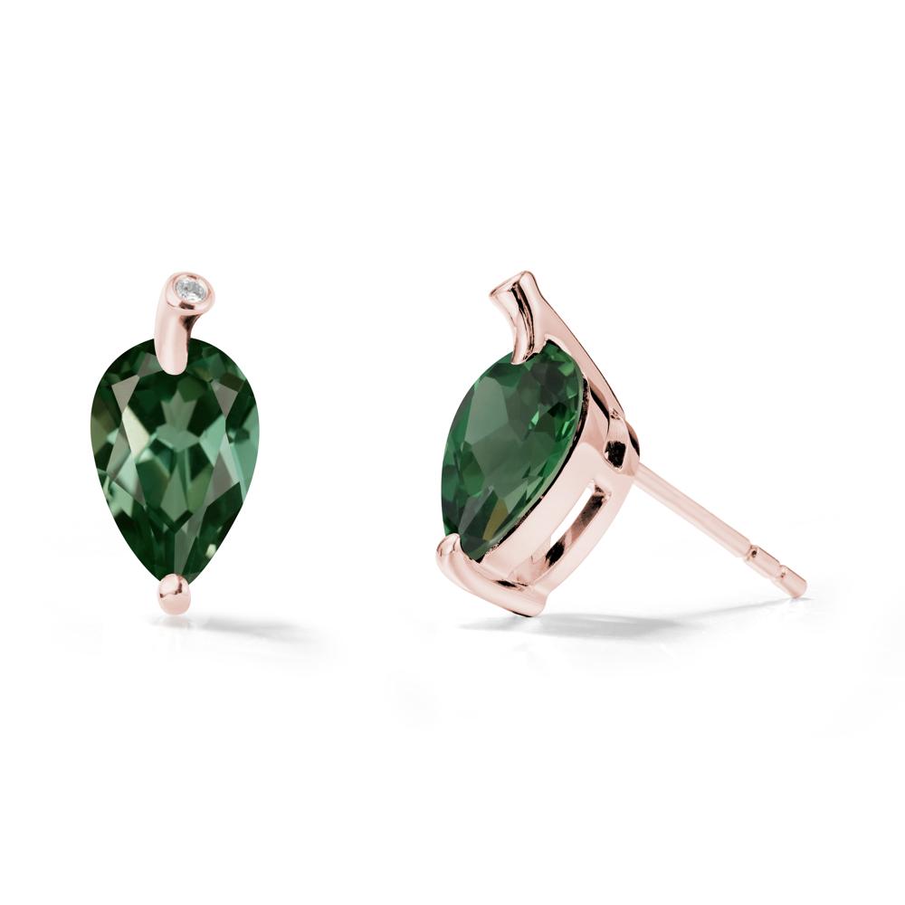 Pear Shaped Green Sapphire Leaf Earrings - LUO Jewelry #metal_18k rose gold