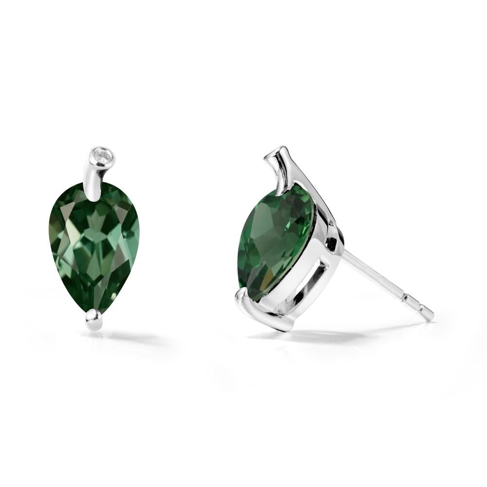 Pear Shaped Green Sapphire Leaf Earrings - LUO Jewelry #metal_sterling silver