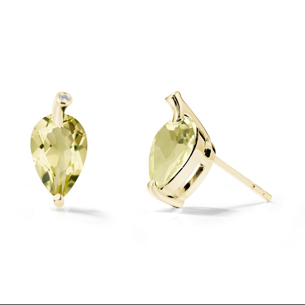 Nature Inspired Teardrop Lemon Quartz Leaf Earrings - LUO Jewelry #metal_18k yellow gold