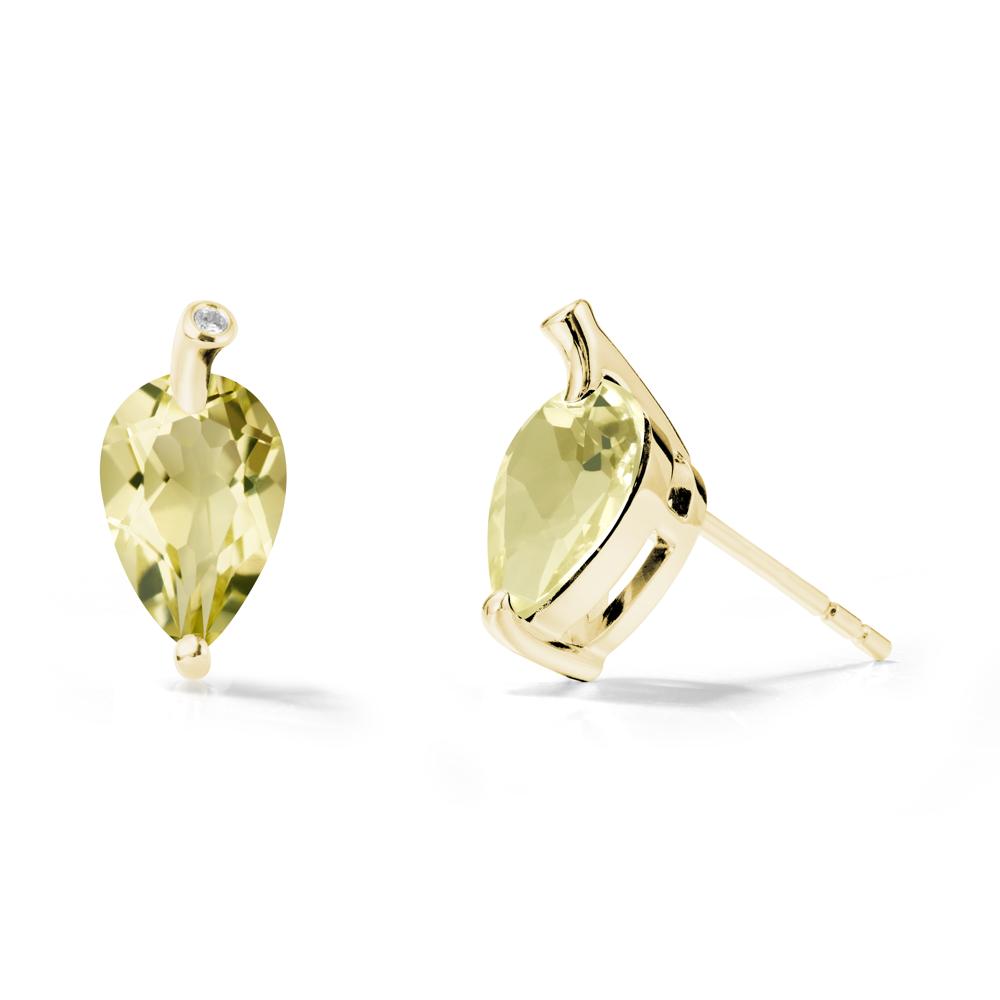 Nature Inspired Teardrop Lemon Quartz Leaf Earrings - LUO Jewelry #metal_18k yellow gold