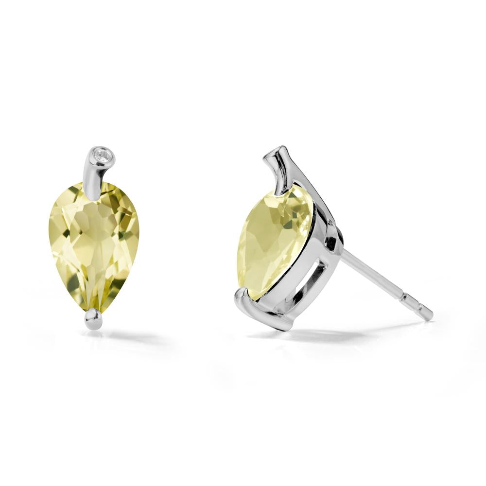 Nature Inspired Teardrop Lemon Quartz Leaf Earrings - LUO Jewelry #metal_platinum