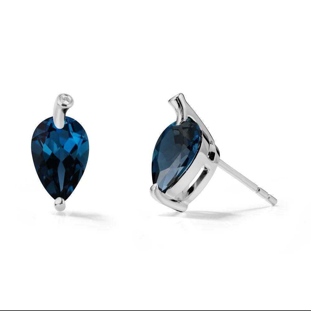 Pear Shaped London Blue Topaz Leaf Earrings - LUO Jewelry #metal_platinum