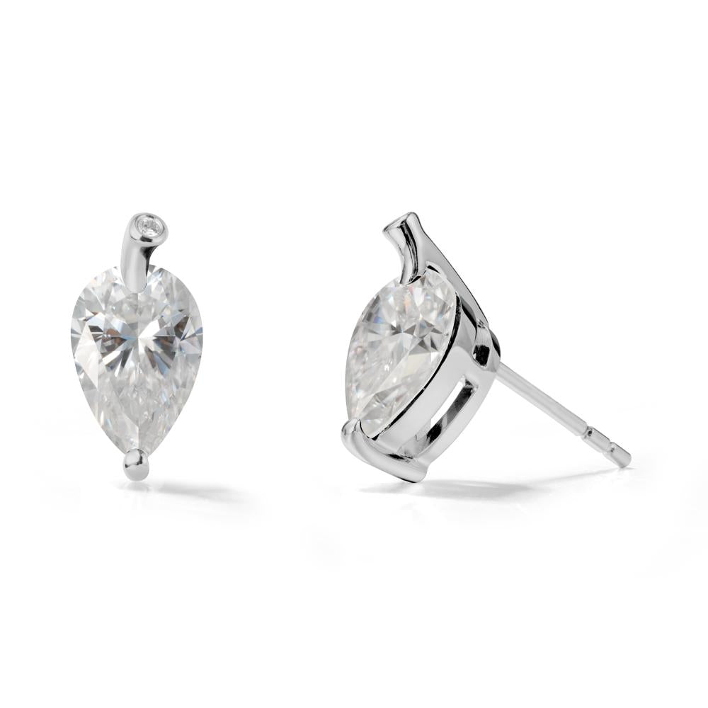 Nature Inspired Teardrop Moissanite Leaf Earrings - LUO Jewelry #metal_platinum