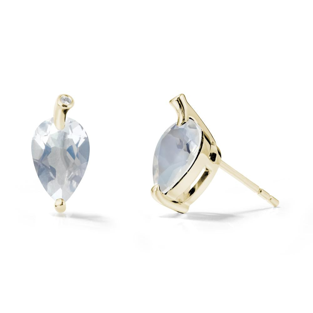 Pear Shaped Moonstone Leaf Earrings - LUO Jewelry #metal_14k yellow gold