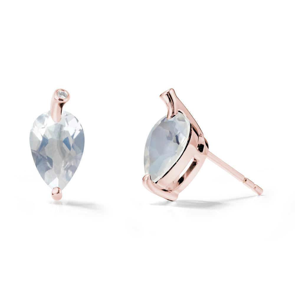 Pear Shaped Moonstone Leaf Earrings - LUO Jewelry #metal_18k rose gold