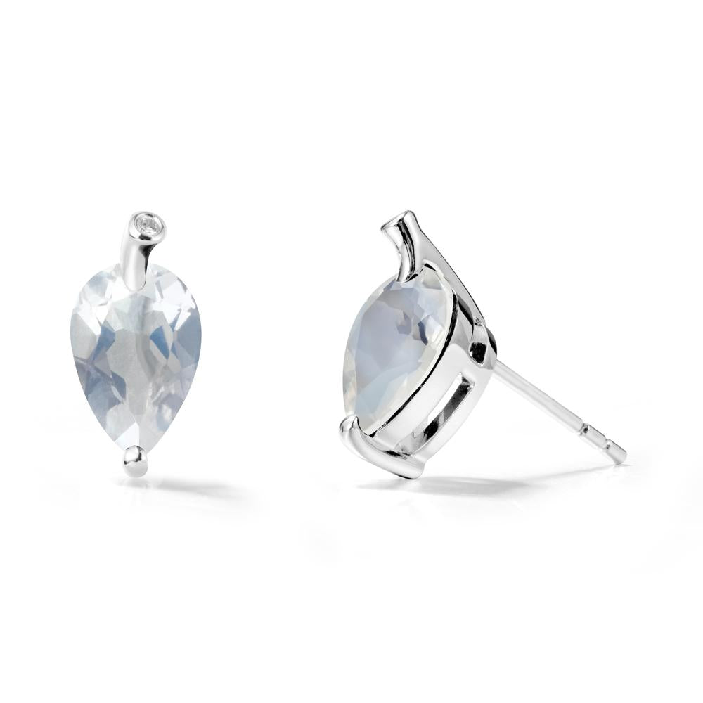 Pear Shaped Moonstone Leaf Earrings - LUO Jewelry #metal_18k white gold
