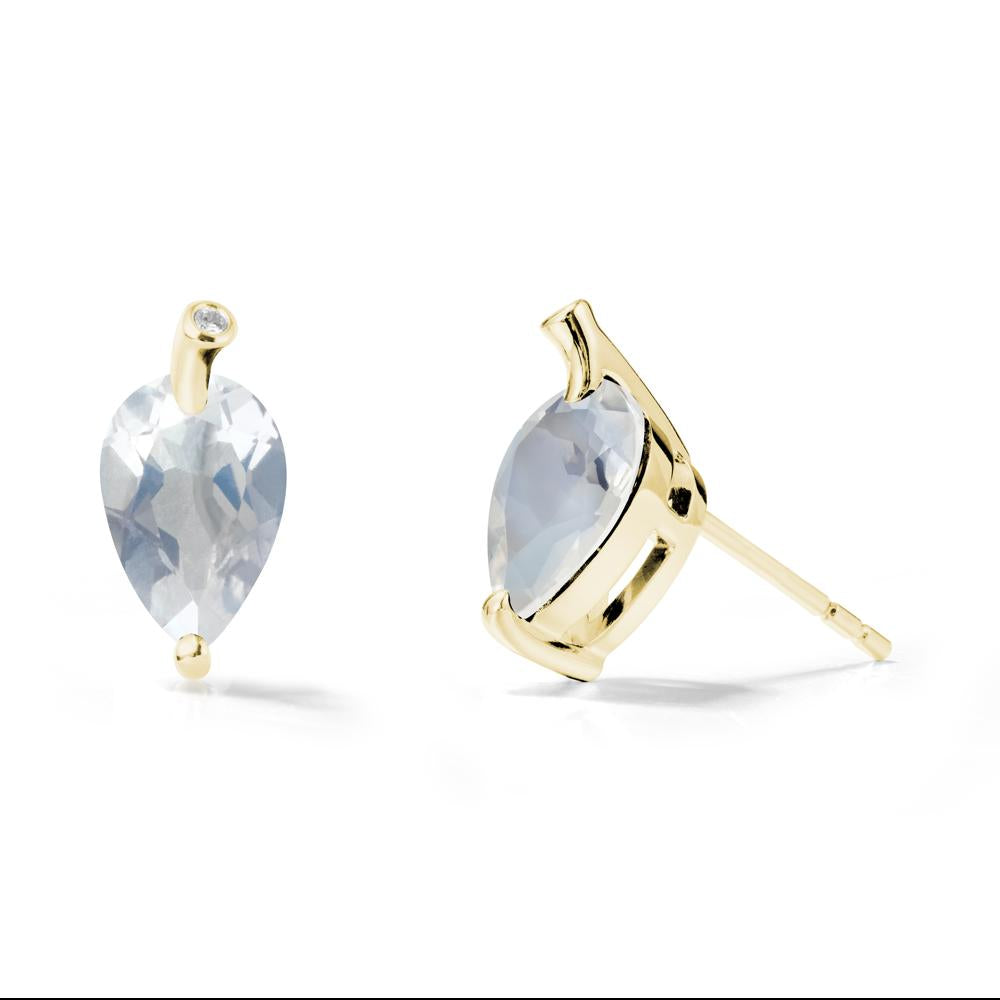 Pear Shaped Moonstone Leaf Earrings - LUO Jewelry #metal_18k yellow gold