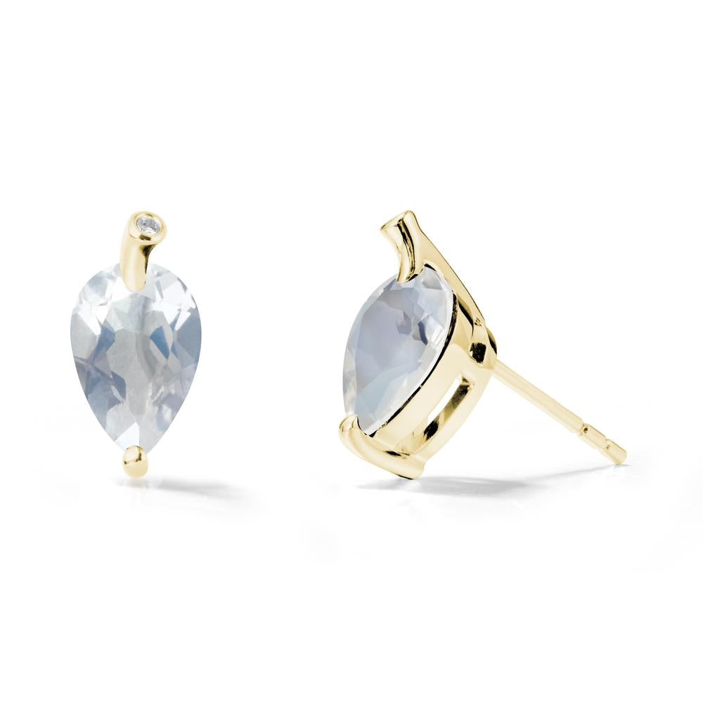 Pear Shaped Moonstone Leaf Earrings - LUO Jewelry #metal_18k yellow gold