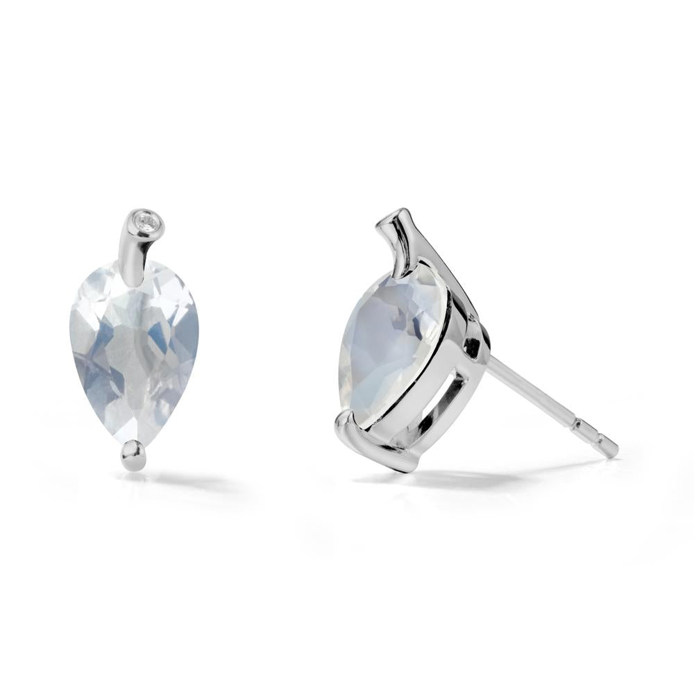 Pear Shaped Moonstone Leaf Earrings - LUO Jewelry #metal_platinum
