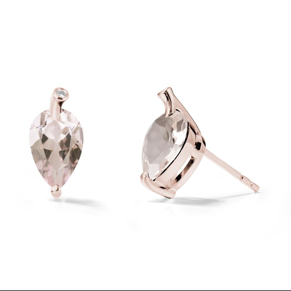 Nature Inspired Teardrop Morganite Leaf Earrings - LUO Jewelry #metal_14k rose gold