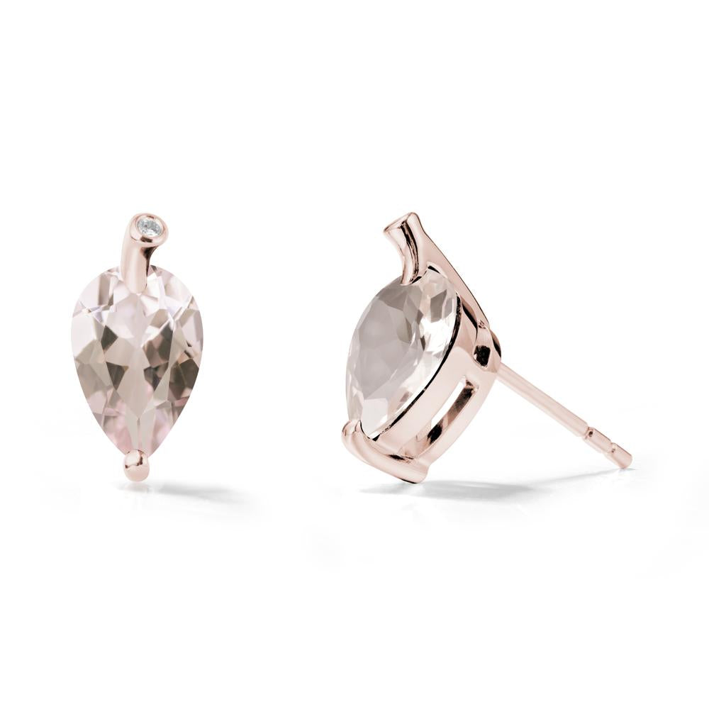 Nature Inspired Teardrop Morganite Leaf Earrings - LUO Jewelry #metal_14k rose gold