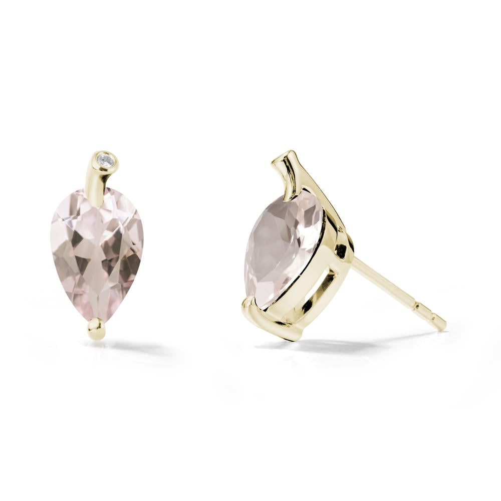 Nature Inspired Teardrop Morganite Leaf Earrings - LUO Jewelry #metal_14k yellow gold