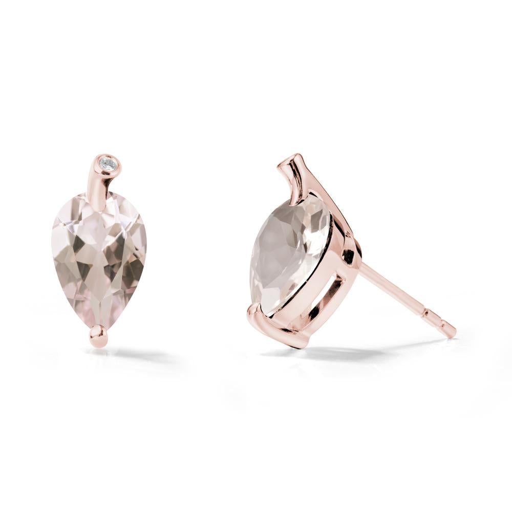 Nature Inspired Teardrop Morganite Leaf Earrings - LUO Jewelry #metal_18k rose gold