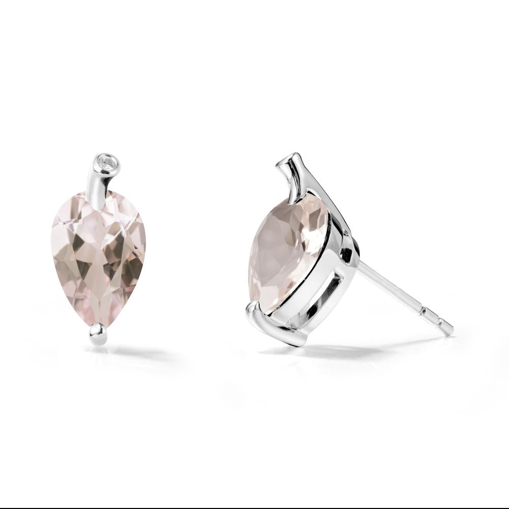 Nature Inspired Teardrop Morganite Leaf Earrings - LUO Jewelry #metal_18k white gold