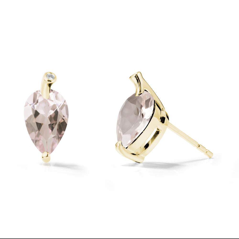 Nature Inspired Teardrop Morganite Leaf Earrings - LUO Jewelry #metal_18k yellow gold
