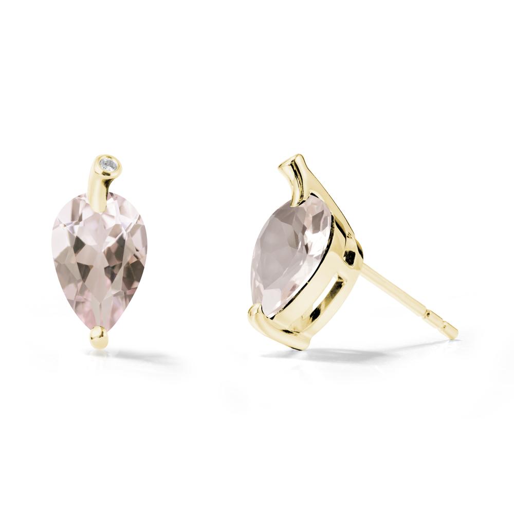 Nature Inspired Teardrop Morganite Leaf Earrings - LUO Jewelry #metal_18k yellow gold