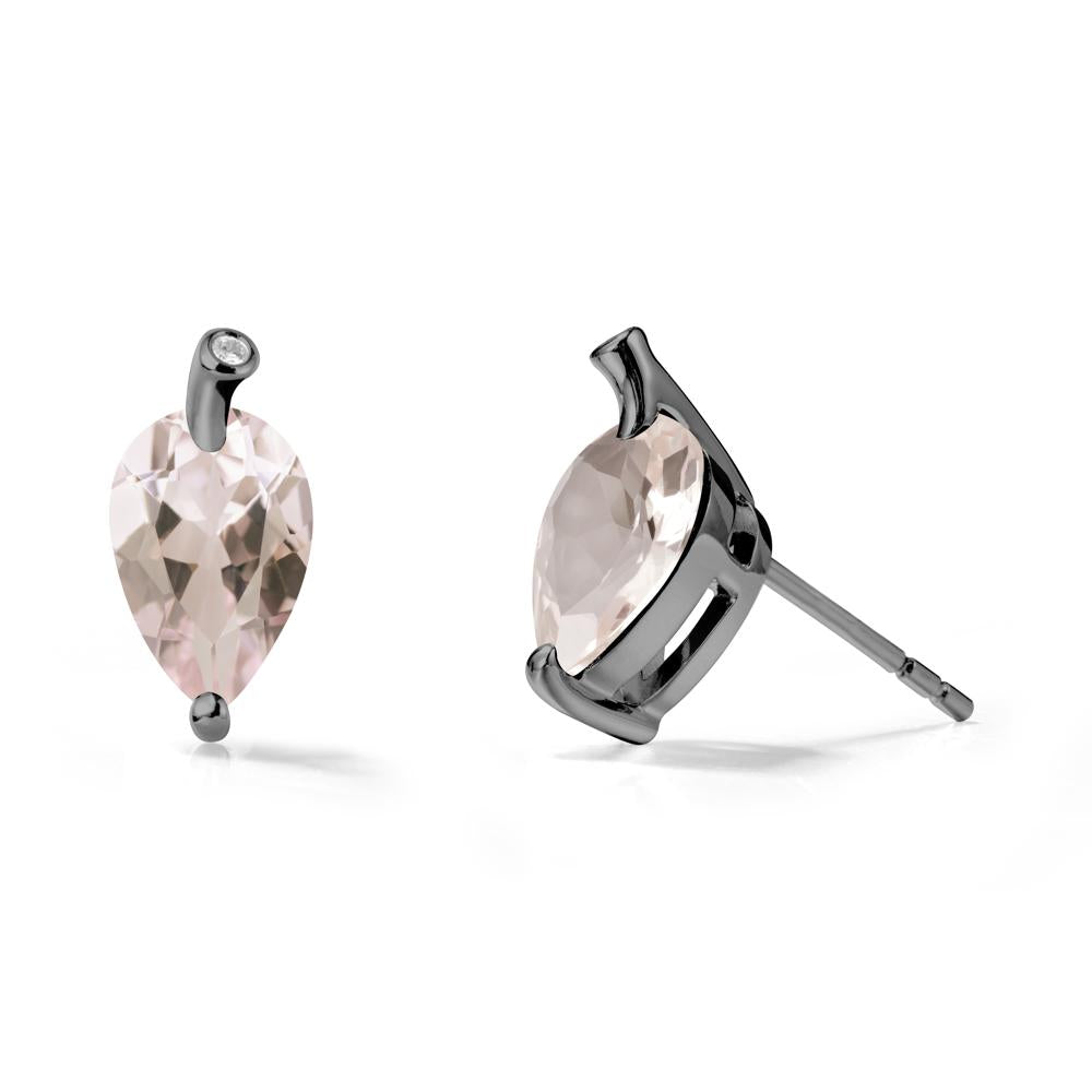 Nature Inspired Teardrop Morganite Leaf Earrings - LUO Jewelry #metal_black finish sterling silver