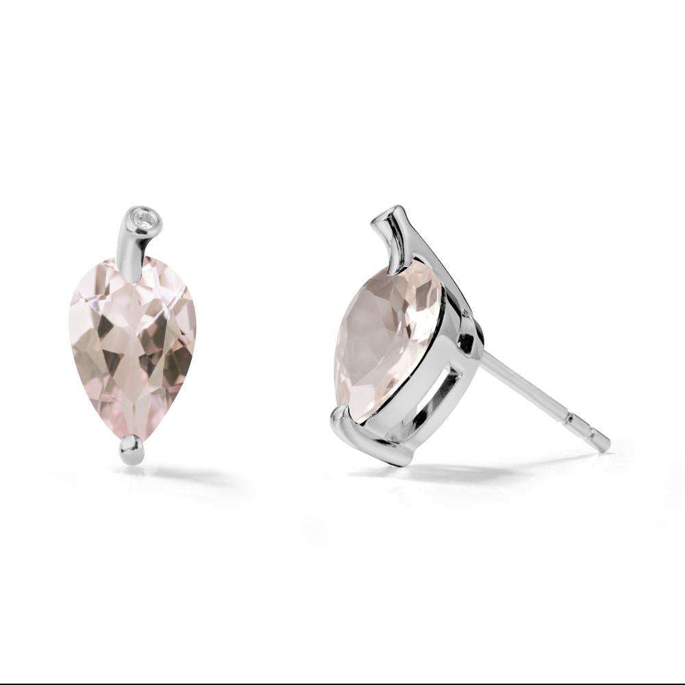 Nature Inspired Teardrop Morganite Leaf Earrings - LUO Jewelry #metal_platinum