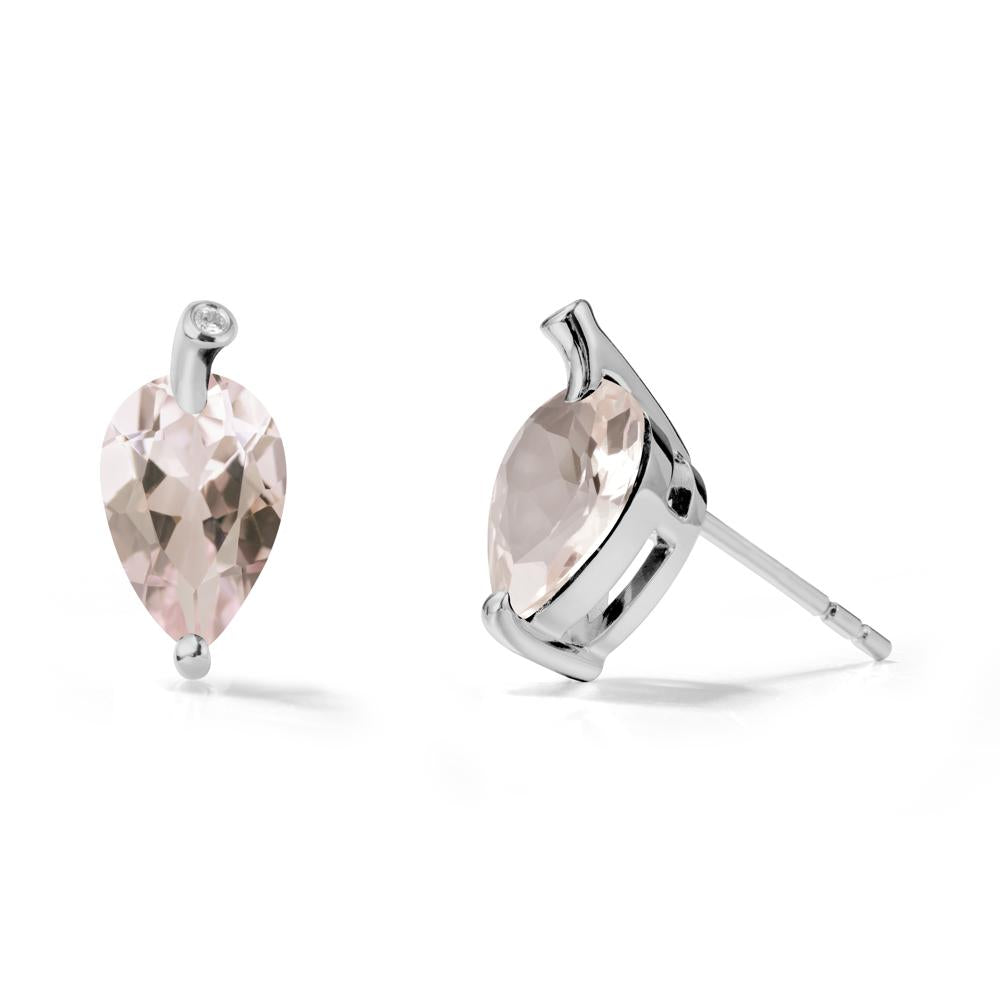 Nature Inspired Teardrop Morganite Leaf Earrings - LUO Jewelry #metal_platinum