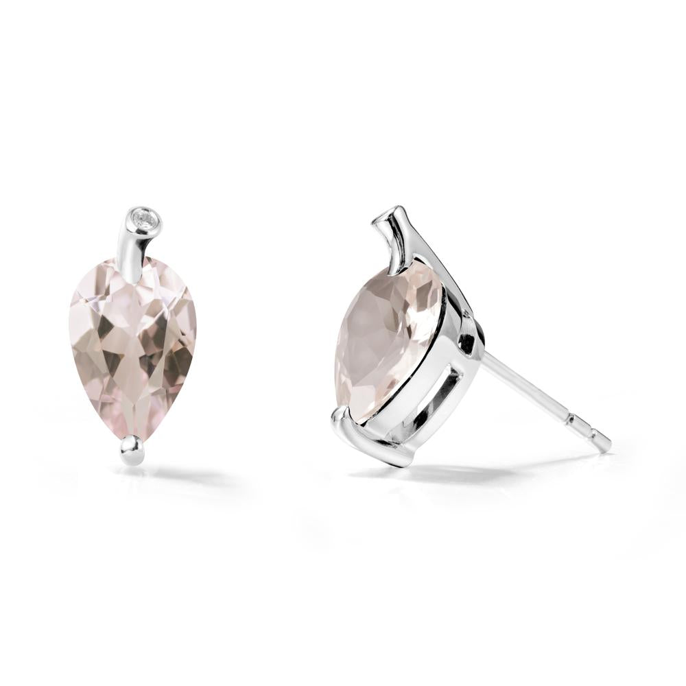 Nature Inspired Teardrop Morganite Leaf Earrings - LUO Jewelry #metal_sterling silver
