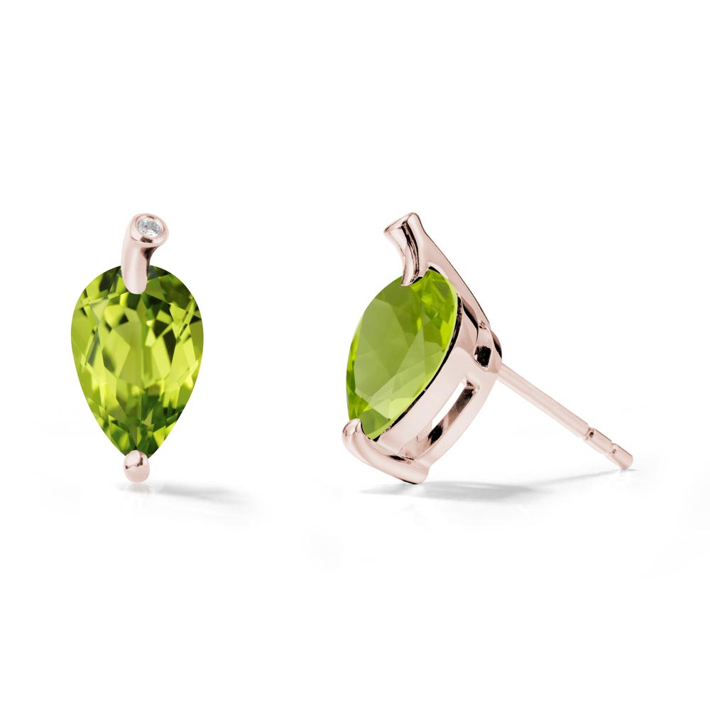 Pear Shaped Peridot Leaf Earrings - LUO Jewelry #metal_14k rose gold