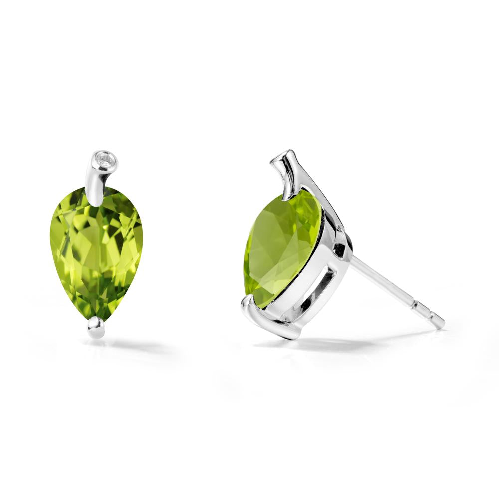 Pear Shaped Peridot Leaf Earrings - LUO Jewelry #metal_14k white gold
