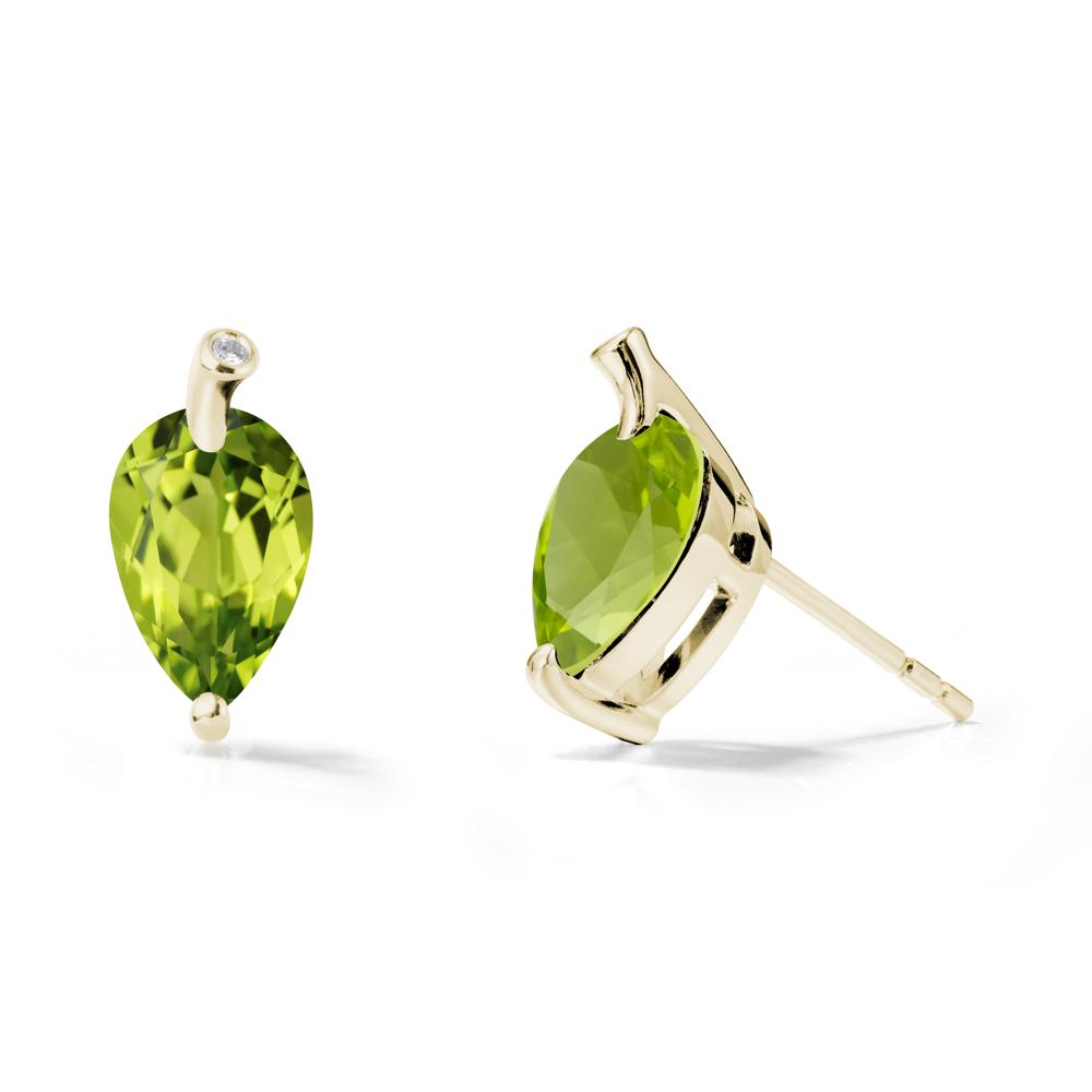 Pear Shaped Peridot Leaf Earrings - LUO Jewelry #metal_14k yellow gold
