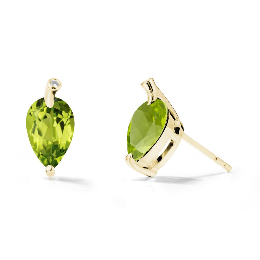 Pear Shaped Peridot Leaf Earrings - LUO Jewelry #metal_18k yellow gold